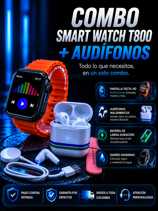 Smart Whatch T800 + Audifonos