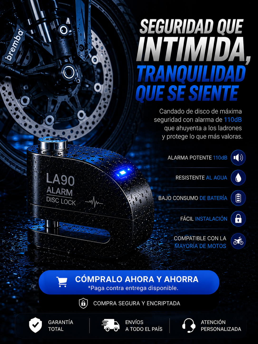 Candado De Disco Con Alarma