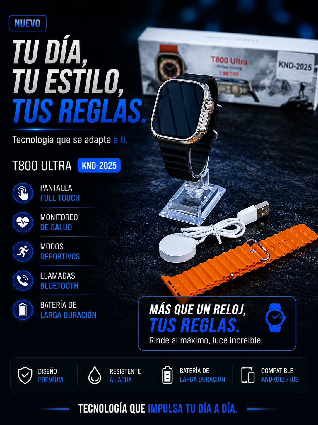 Reloj Smarwatch T800 Doble Pulso